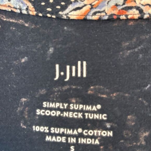 J. Jill Simply Supima scoop-neck cotton tunic multi paisley on black print long - Picture 6 of 9